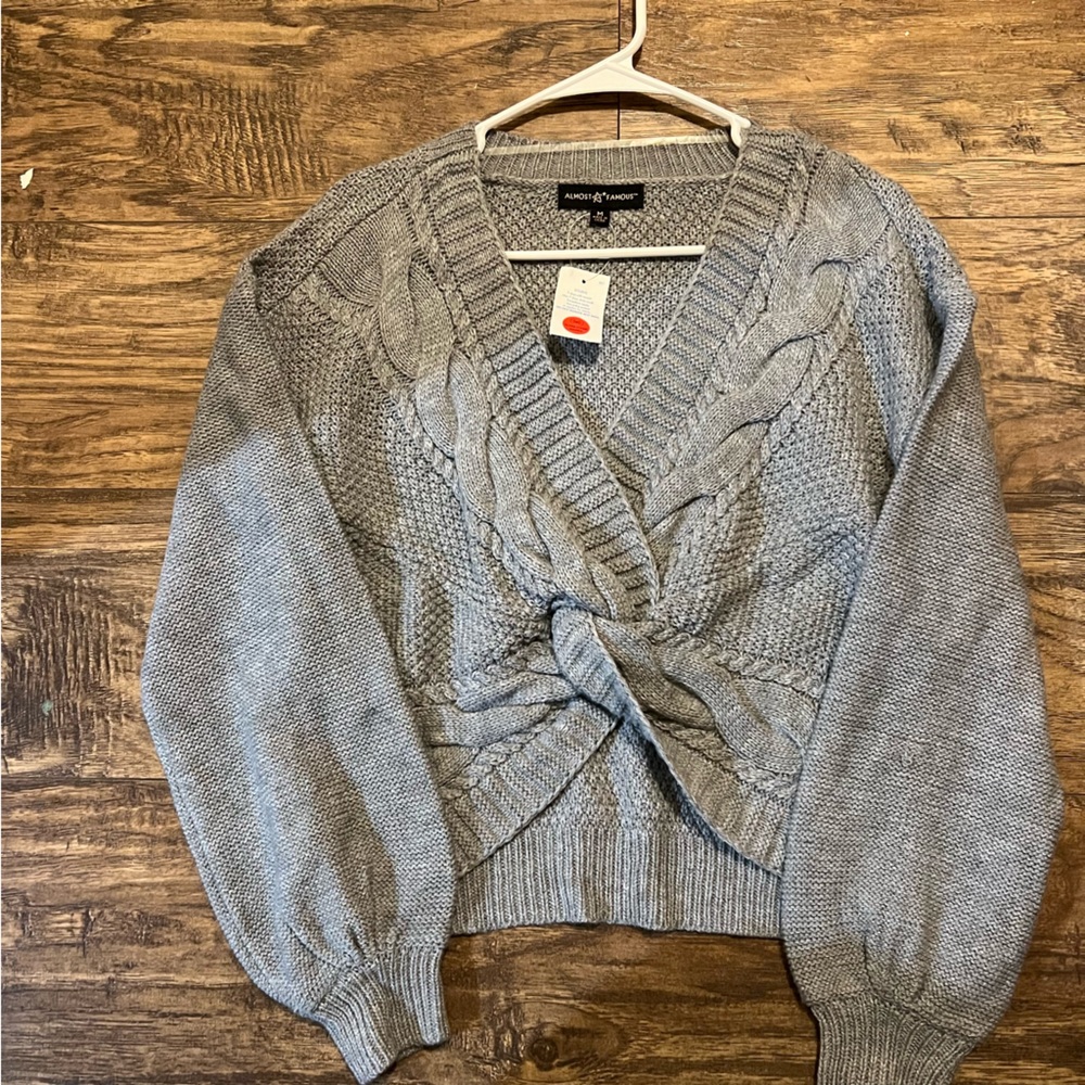 Grey Knit tie sweater